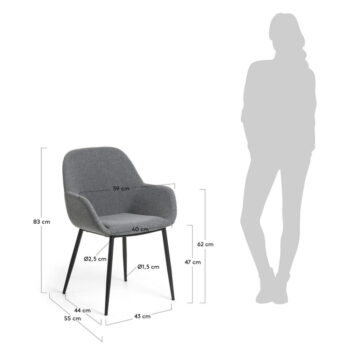 Antracitovosivá jedálenská stolička Konna – Kave Home - Image 7