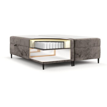 Hnedá boxspring posteľ s úložným priestorom 200x200 cm Araya – Maison de Rêve - Image 3