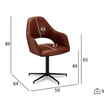 Koňakovohnedé otočné jedálenské stoličky v súprave 2 ks Luna – Furnhouse - Image 2