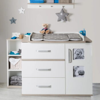 Biela nízka detská komoda v dekore brestu s prebaľovacím pultom 117x102 cm Moritz – Roba - Image 3