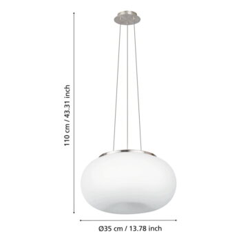 Závesné svietidlo v bielo-striebornej farbe so skleneným tienidlom ø 37,5 cm OPTICA – EGLO - Image 4