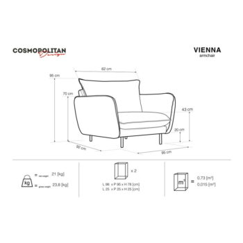 Svetlosivé kreslo Cosmopolitan Design Vienna - Image 5