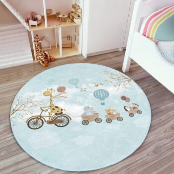 Svetlomodrý detský koberec ø 120 cm Comfort – Mila Home - Image 2