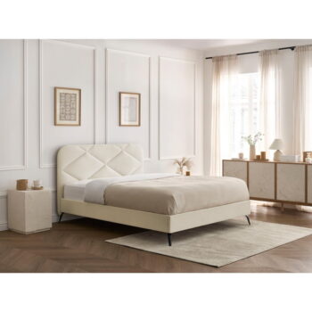 Béžová čalúnená dvojlôžková posteľ s roštom 140x190 cm Prune – Bobochic Paris - Image 7