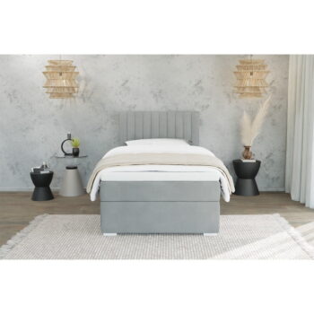 Svetlosivá čalúnená jednolôžková posteľ s úložným priestorom s roštom 90x200 cm Bunny – Ropez - Image 3