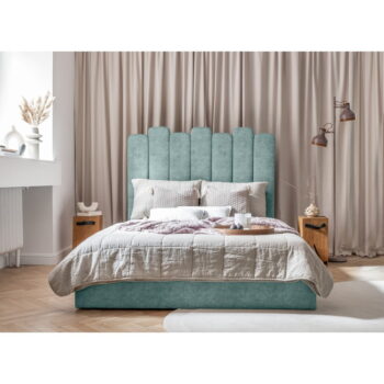 Tyrkysovomodrá čalúnená dvojlôžková posteľ s úložným priestorom s roštom 140x200 cm Dreamy Aurora – Miuform - Image 8