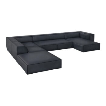 Tmavomodrá kožená rohová pohovka (ľavý roh) Madame – Windsor & Co Sofas - Image 2