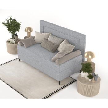 Sivá čalúnená jednolôžková posteľ 90x200 cm Alba – Maison de Rêve – Obrázok 5
