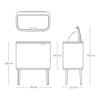 Matne čierny dotykový oceľový odpadkový kôš na triedený odpad 33 l Bo Touch Bin – Brabantia – Obrázok 2