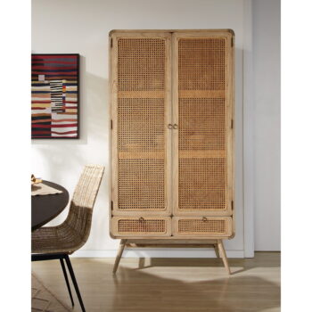Šatníková skriňa z masívu mindi v prírodnej farbe 90x175 cm Nalu – Kave Home - Image 9
