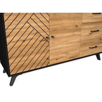 Čierna/prírodná nízka komoda v dekore duba 136x81 cm Zebra – Marckeric - Image 4