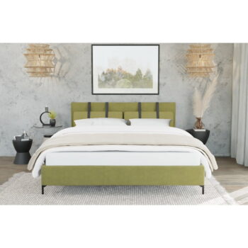 Svetlozelená čalúnená jednolôžková posteľ s roštom 90x200 cm Tulsa – Ropez - Image 6