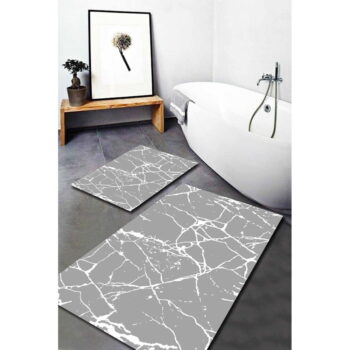 Sivé kúpeľňové predložky v súprave 2 ks 60x100 cm Cracks – Mila Home – Obrázok 2