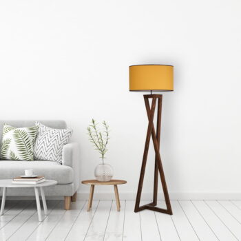 Stojacia lampa v horčicovej a hnedej farbe s textilným tienidlom (výška 149 cm) Maçka – Opviq lights - Image 2