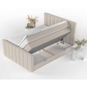 Béžová boxspring posteľ s úložným priestorom 160x200 cm Ruby – Maison de Rêve - Image 3