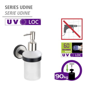 Biely samodržiaci sklenený dávkovač mydla 0.2 l Udine – Wenko - Image 2