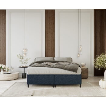 Tmavomodrá čalúnená dvojlôžková posteľ s úložným priestorom 180x200 cm Tate – Maison de Rêve - Image 5