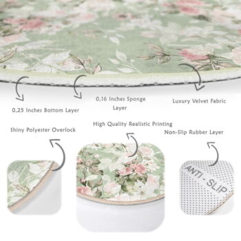 Svetlozelený prateľný okrúhly koberec vhodný pre robotické vysávače ø 120 cm Comfort – Mila Home – Obrázok 5