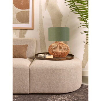Stolová lampa s textilným tienidlom v zeleno-prírodnej farbe (výška 48 cm) Kalahari – Good&Mojo – Obrázok 3