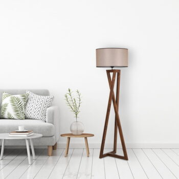 Hnedá stojacia lampa s textilným tienidlom (výška 149 cm) Maçka – Opviq lights - Image 2