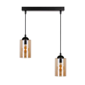 Čierne závesné svietidlo so skleneným tienidlom 10x34 cm Bistro - Candellux Lighting - Image 3