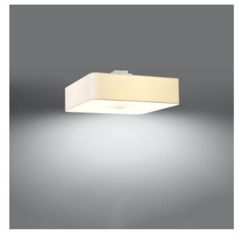Biele stropné svietidlo so skleneno-textilným tienidlom 55x55 cm Kortez – Nice Lamps - Image 3