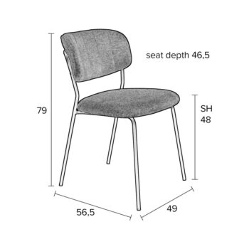 Sivé jedálenské stoličky v súprave 2 ks Jolien - White Label – Obrázok 3