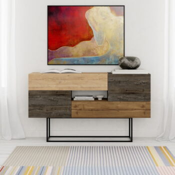 Nízka komoda v dekore duba v hnedo-prírodnej farbe 145x82 cm Titan – Marckeric – Obrázok 2