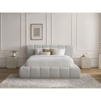 Svetlosivá čalúnená dvojlôžková posteľ s úložným priestorom s roštom 160x200 cm Denali – Bobochic Paris - Image 9