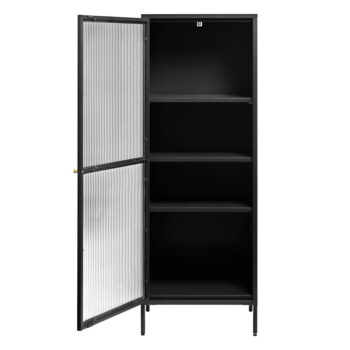 Čierna kovová vitrína 58x160 cm Bronco – Unique Furniture – Obrázok 3