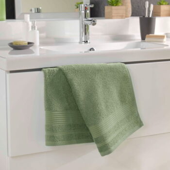 Kaki froté bavlnený uterák 50x90 cm Tendresse – douceur d'intérieur - Image 2