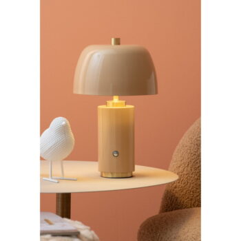 Béžová LED stmievateľná stolová lampa s kovovým tienidlom (výška 30 cm) Freya – Leitmotiv - Image 2