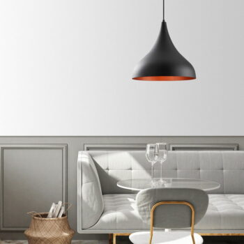 Čierne závesné svietidlo s kovovým tienidlom ø 41 cm Berceste – Opviq lights - Image 3