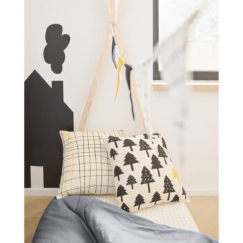 Béžová obliečka na detský vankúš z organickej bavlny Kave Home Saori Trees, 45 x 45 cm – Obrázok 4
