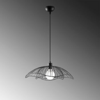 Čierne závesné svietidlo s kovovým tienidlom ø 50 cm Farac – Opviq lights - Image 6