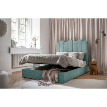 Tyrkysovomodrá čalúnená dvojlôžková posteľ s úložným priestorom s roštom 140x200 cm Dreamy Aurora – Miuform - Image 9
