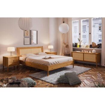 Dvojlôžková posteľ z dubového dreva s ratanovým čelom 180x200 cm Pola - The Beds – Obrázok 6