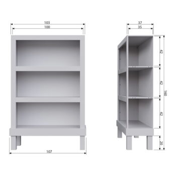 Svetlosivá knižnica z borovicového dreva 107x160 cm Bonk – Basiclabel - Image 7
