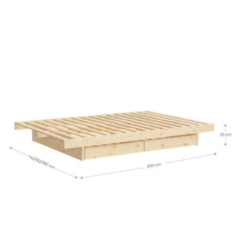 Dvojlôžková posteľ z borovicového dreva s úložným priestorom s roštom 180x200 cm v prírodnej farbe Kanso – Karup Design – Obrázok 8