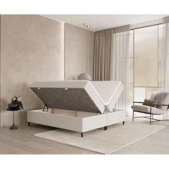 Krémovobiela boxspring posteľ s úložným priestorom 140x200 cm Araya – Maison de Rêve - Image 6