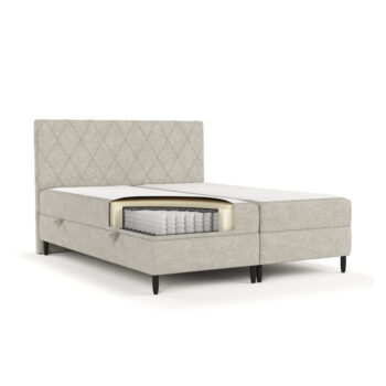 Sivobéžová boxspring posteľ s úložným priestorom 200x200 cm Gwen – Maison de Rêve - Image 3