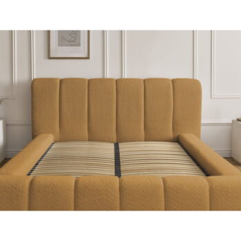 Čalúnená dvojlôžková posteľ s úložným priestorom s roštom 160x200 cm v horčicovej farbe Denali – Bobochic Paris - Image 4
