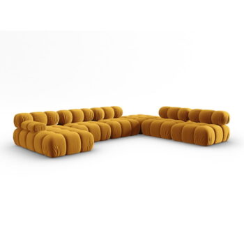 Žltá zamatová pohovka 379 cm Bellis – Micadoni Home – Obrázok 2