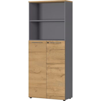 Antracitovosivá prírodná vysoká komoda v dekore duba 80x197 cm Agenda - Germania - Image 2