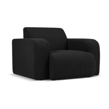 Čierne kreslo z textílie bouclé Molino – Micadoni Home - Image 2