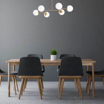 Závesné svietidlo pre 6 žiaroviek v zlato-bielej farbe Opviq lights Damar Horizontal - Image 5