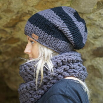 Ručne pletená čapica DOKE Stripes Beanie – Obrázok 4