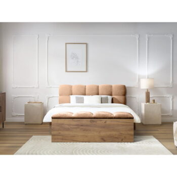 Svetloružová čalúnená dvojlôžková posteľ s roštom 180x200 cm Kumo – Bobochic Paris - Image 8