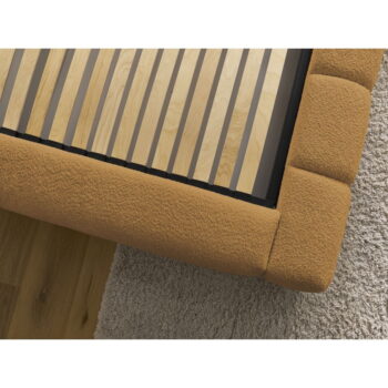 Čalúnená dvojlôžková posteľ s úložným priestorom s roštom 160x200 cm v horčicovej farbe Denali – Bobochic Paris - Image 7