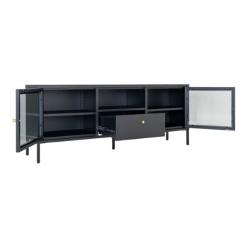 Čierny kovový TV stolík 150x60x35 cm Dalby – House Nordic - Image 4